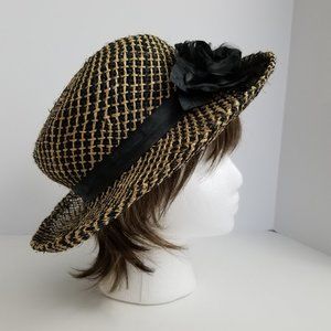 Classic Women's Black and GoldTan Straw Summer Hat